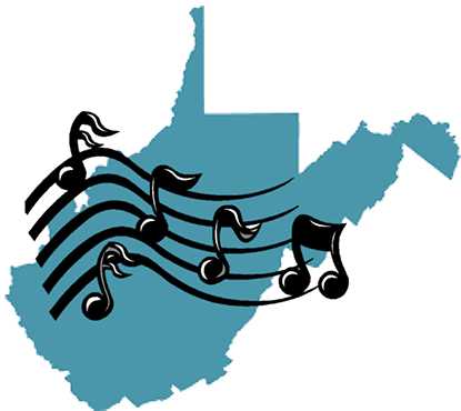 west virginia map with musical notes